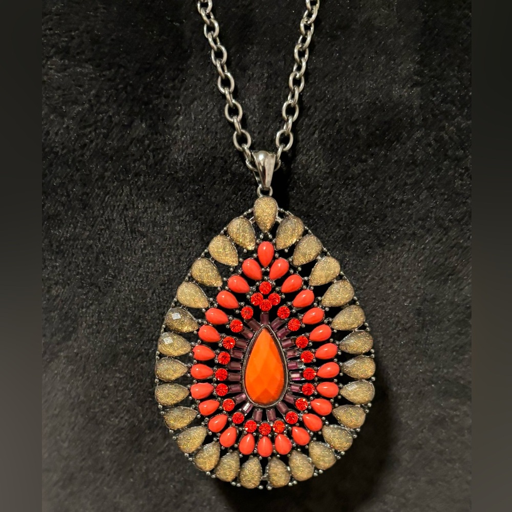 Colorful 30” Necklace with Rhinestones